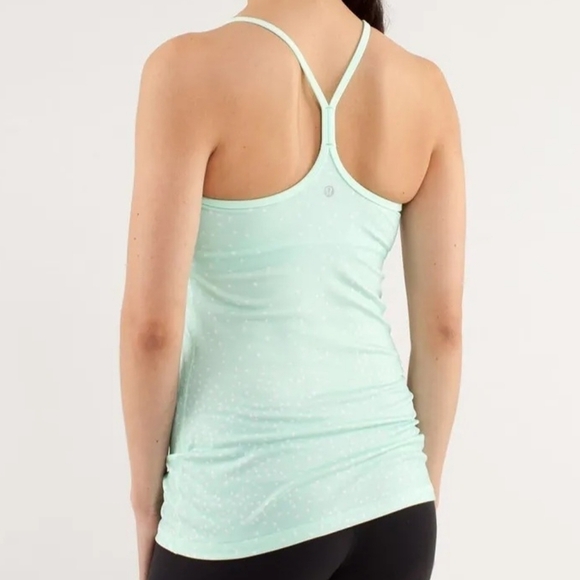 LULULEMON Mint / White Polka Dot Power Y Tank Top shirt - Picture 1 of 8
